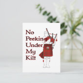 Geen drang onder mijn Kilt Funny Bagpipe-speler Briefkaart (Staand voorkant)