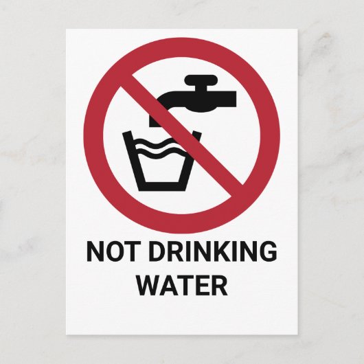 Geen Drink water, verbodsteken Briefkaart (Voorkant)