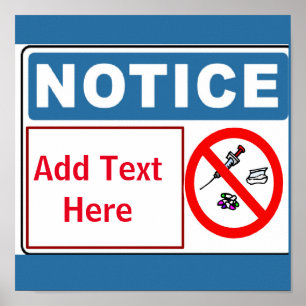 Geen drugs op gebouwen, voeg tekst toe, teken poster