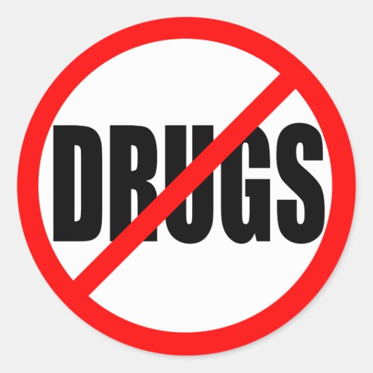 "GEEN DRUGS" RONDE STICKER (Voorkant)