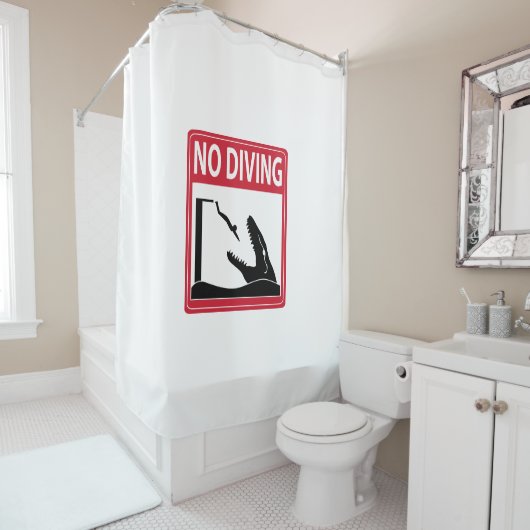 Geen duiken (Mosasaurus) Douchegordijn (In situ)