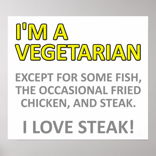 Geen echte vegetariër Grappige Poster (Voorkant)