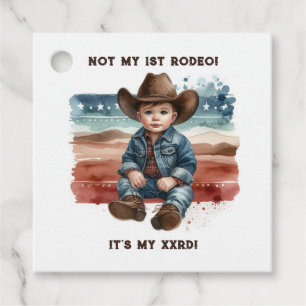 Geen Eerste Rodeo Baby Cowboy Verjaardag Bedankjes Labels