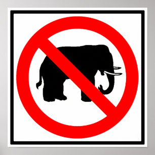 Geen Elephants Highway SIgn Poster