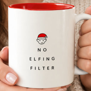 Geen Elfende Filter Funny Minimalistische Kerstmis Tweekleurige Koffiemok