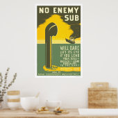 Geen Enemy SubWII 1942 WPA Poster (Keuken)