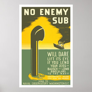 Geen Enemy SubWII 1942 WPA Poster