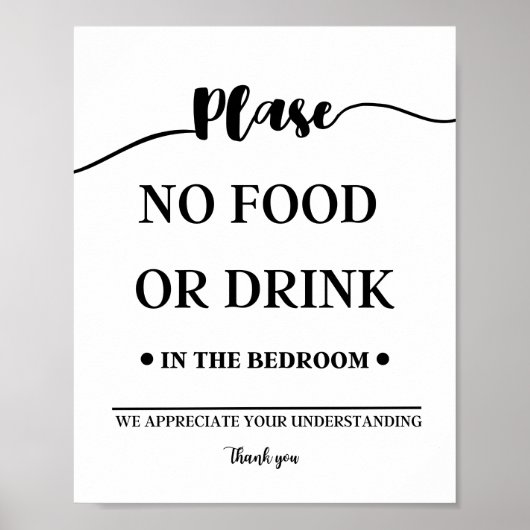 Geen eten of Drink in de slaapkamer Poster (Voorkant)