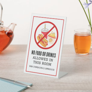 geen eten of drinken reclamebord met voetstuk