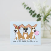 Geen Evil Corgi Trio Briefkaart (Staand voorkant)