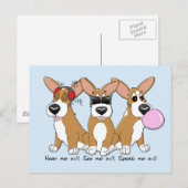 Geen Evil Corgi Trio Briefkaart (Voorkant / Achterkant)