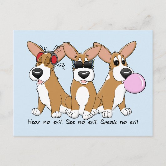 Geen Evil Corgi Trio Briefkaart (Voorkant)