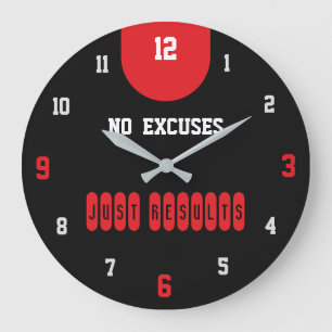 Geen Excuses Alleen Resultaten Zwarte Fitness Grote Klok