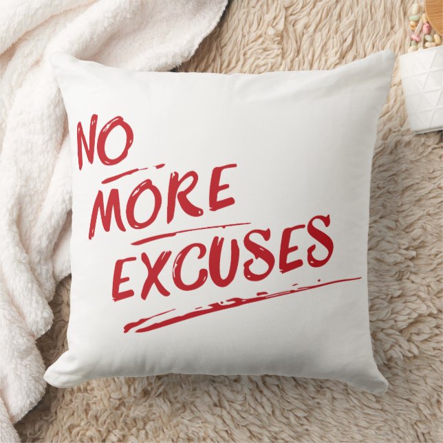 Geen Excuses Meer – Inspirerende Rode Citaat Kussen (Deken)