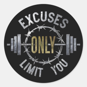 Geen excuses Motivatie Gym training en fitness Ronde Sticker