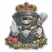 Geen Excuses - Waterdichte Sticker voor Afvalconta (Voorkant)
