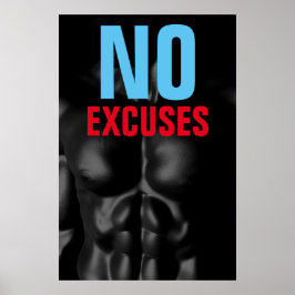 Geen excuus Bodybuilding Fitness Motivatie Poster