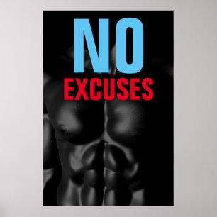 Geen excuus Bodybuilding Fitness Motivatie Poster