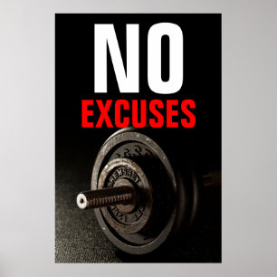 Geen excuus Bodybuilding Inspirerend Dumbell Poster