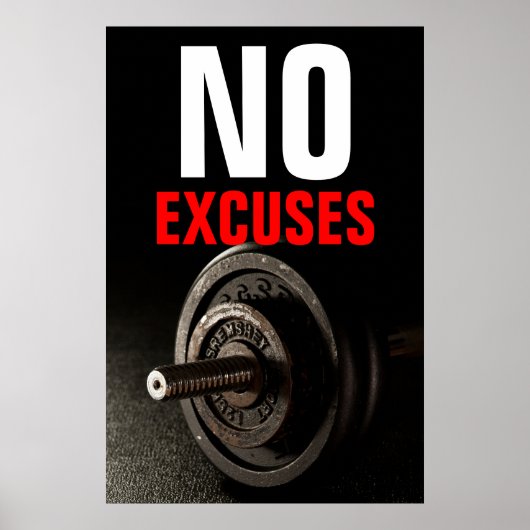 Geen excuus Bodybuilding Inspirerend Dumbell Poster (Voorkant)