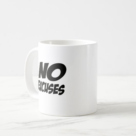 Geen excuus! koffiemok (Voorkant links)