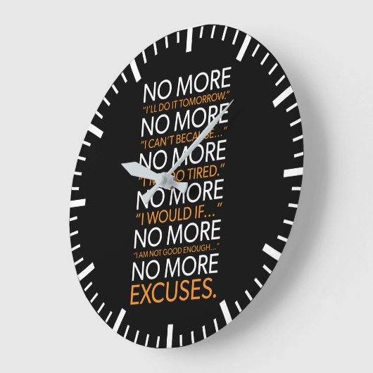 Geen excuus meer - Gym, Hustle, Succes, Motivatie Grote Klok (Hoek)