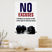 Geen excuus voor Bodybuilding Fitness Inspirerend Poster (Keuken)