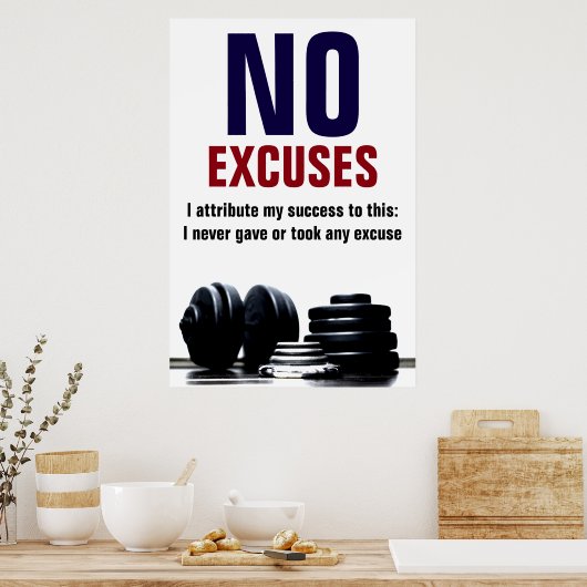 Geen excuus voor Bodybuilding Fitness Inspirerend Poster (Keuken)
