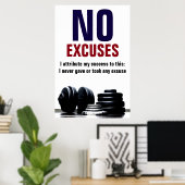 Geen excuus voor Bodybuilding Fitness Inspirerend Poster (Thuiskantoor)