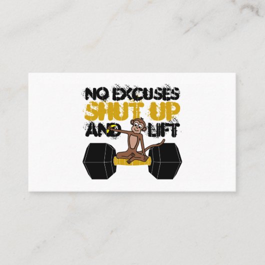Geen excuusapen, persoonlijke trainer/gym instruct visitekaartje (Voorkant)