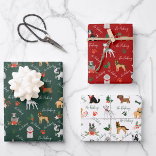 Geen feestelijk kerstpatroon met Hondenras Inpakpapier Vel
