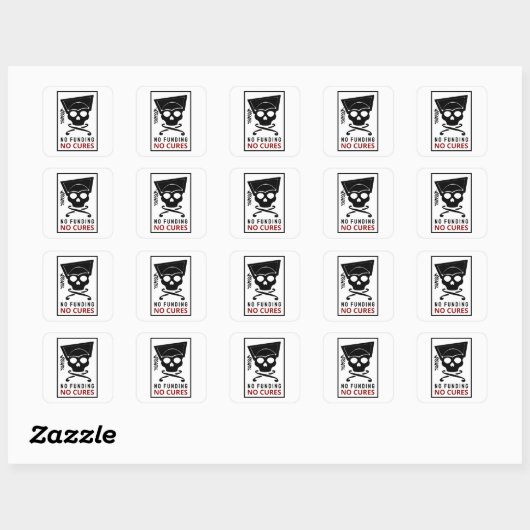 Geen financiering, geen genezing vierkante sticker (Vel)