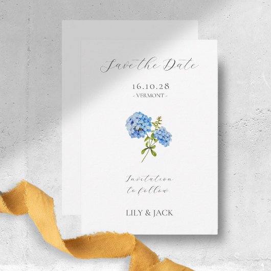 Geen foto Blue Hydrangea Save The Date Kaart