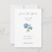 Geen foto Blue Hydrangea Save The Date Kaart (Voorkant)