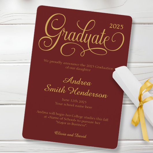 Geen foto Elegant Typografie Afstuderen Aankondiging