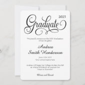 Geen foto Elegant Typografie Afstuderen Aankondiging (Voorkant)