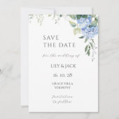 Geen foto Hydrangea Bruiloft Bewaar de datum Kaart (Voorkant)
