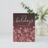 Geen foto kerstfeestdag Glitter Snow Roos Gold Feestdagenkaart (Staand voorkant)