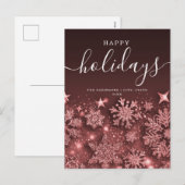 Geen foto kerstfeestdag Glitter Snow Roos Gold Feestdagenkaart (Voorkant / Achterkant)