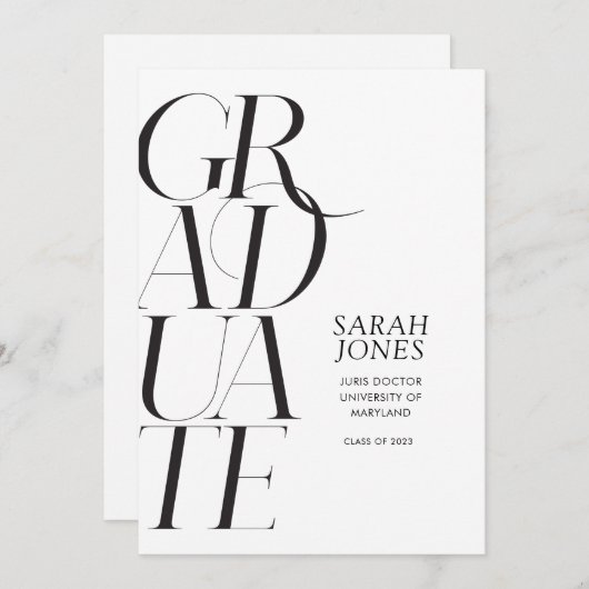 Geen foto minimalistisch Afstuderen Kaart (Voorkant / Achterkant)