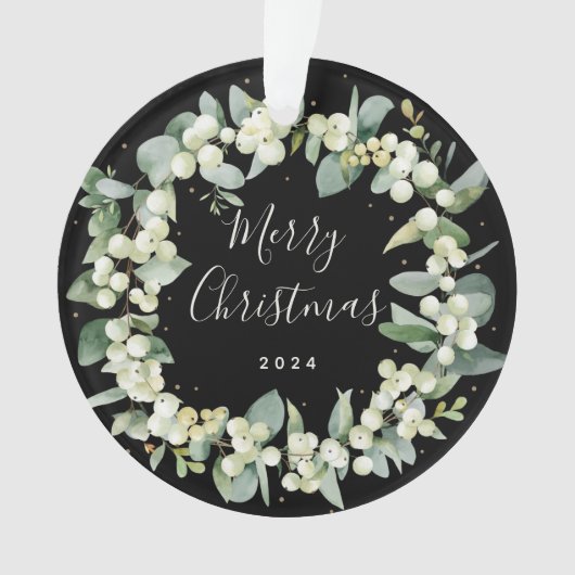 Geen foto Snowberry+Eucalyptus Round Acrylic Ornament (voorkant)