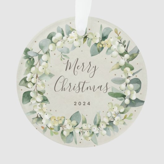 Geen foto Snowberry+Eucalyptus Round Acrylic Ornament (voorkant)