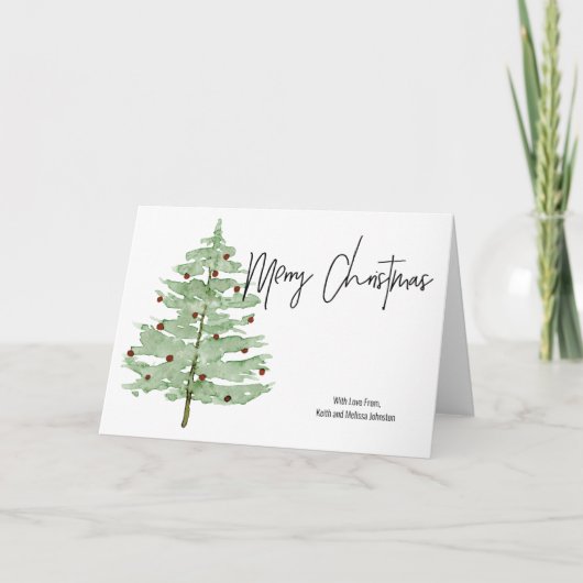 Geen foto Waterverf kerstboom Kaart (Voorkant)