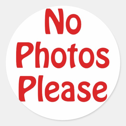 Geen foto's alsjeblieft ronde sticker (Voorkant)