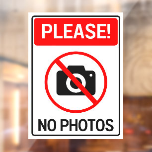 Geen foto's aub. Bord Privacy Ruitfolie Raamsticker