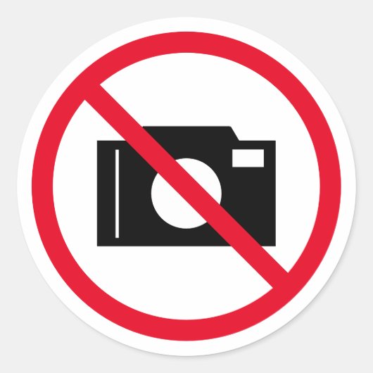 Geen foto's camera verboden teken symboolpictogram ronde sticker (Voorkant)