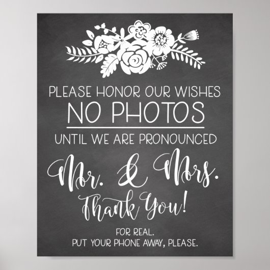 Geen foto's met mobiele telefoon Grappig bord tijd Poster (Voorkant)