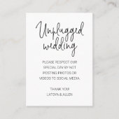 Geen foto's op sociale media Unplugged Wedding Plaatskaartje (Voorkant)
