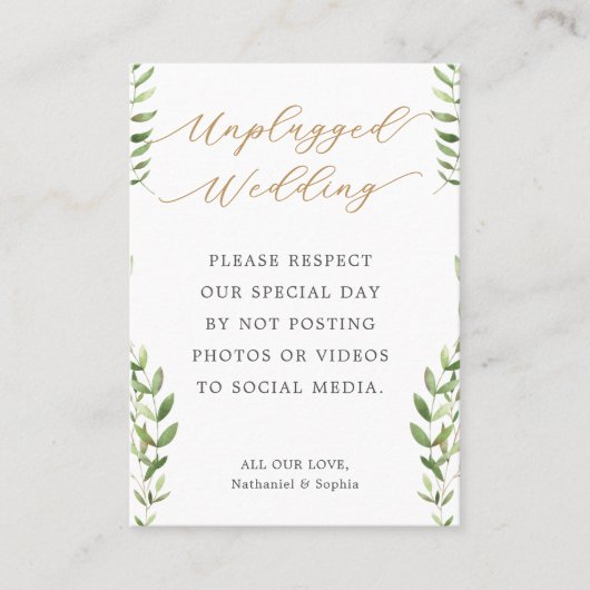 Geen foto's op sociale media Unplugged Wedding Plaatskaartje (Voorkant)