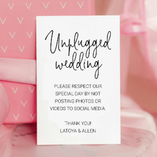 Geen foto's op sociale media Unplugged Wedding Plaatskaartje